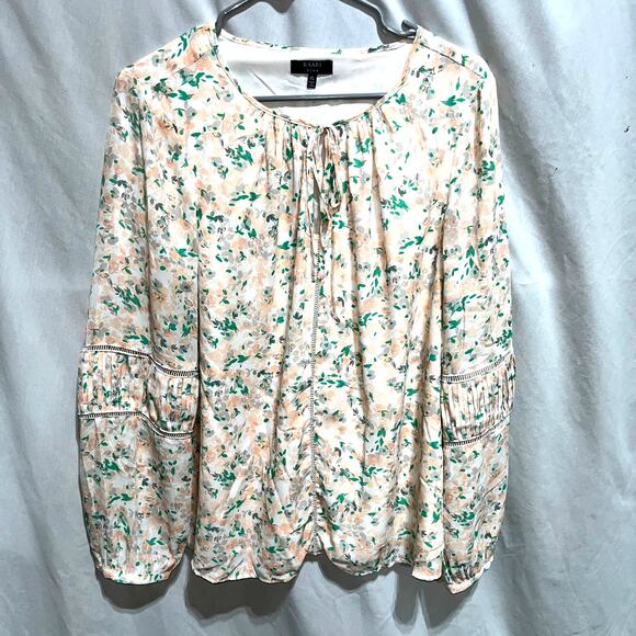 Kaari Blue Keyhole Spring Floral Long Sleeve Blouse XL - Picture 1 of 9